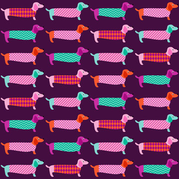 Seamless Dachshund Dogs Pattern
