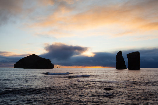 Coast And Rocks At Mosteiros,Azores