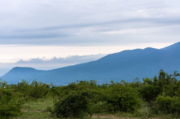 Sunset view on mountain in Crimea