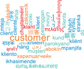 Customer multilanguage wordcloud background concept