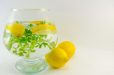 Dietary cocktail of lemons and parsley  in a jar