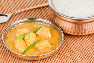 Indian Chicken Curry Served with Rice