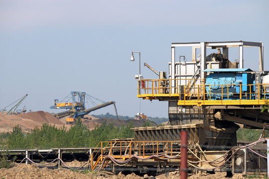 giant excavator working on open coal mine