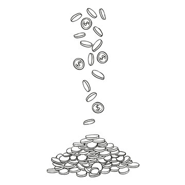 Pile Of Coins. Doodle Money