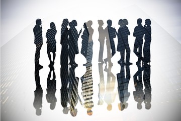 Composite image of many business people standing in a line