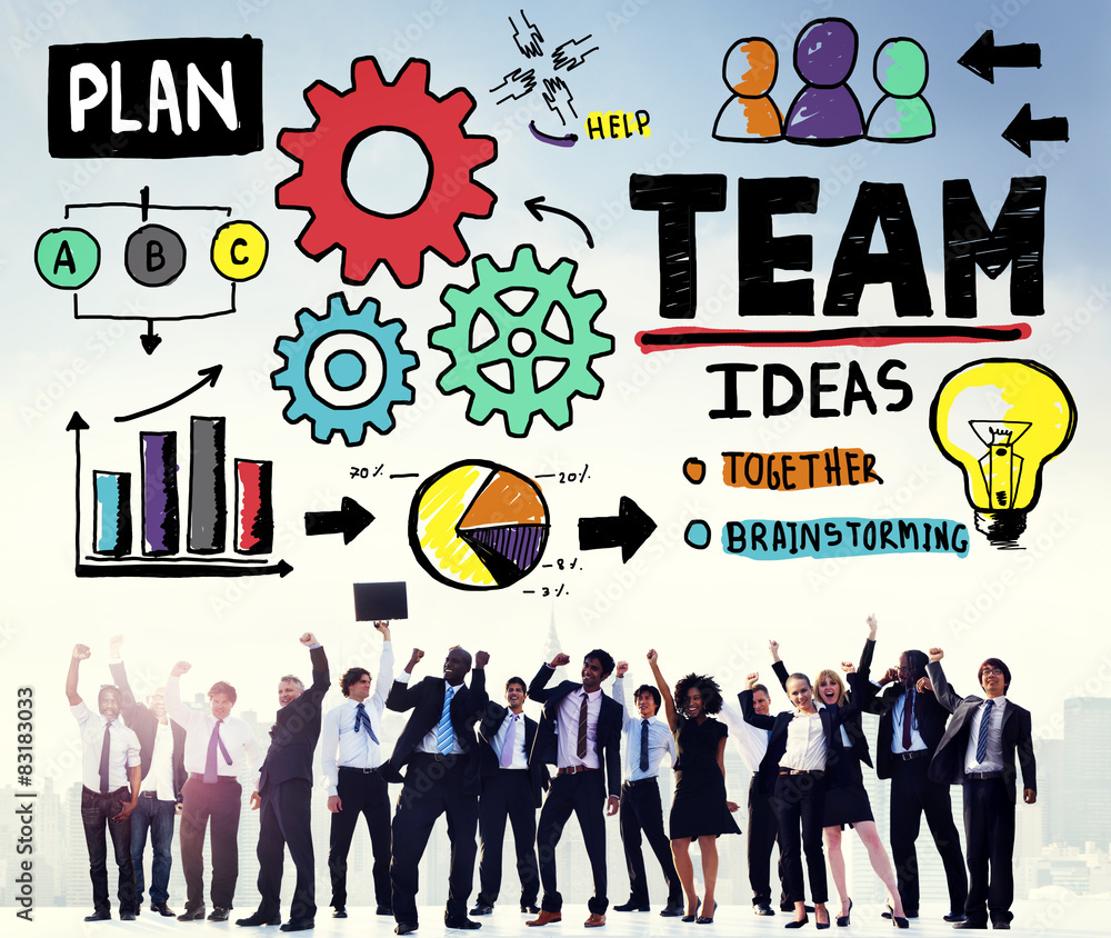 Poster teamwork team collaboration connection togetherness unity concep