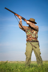 Hunter wild duck hunting