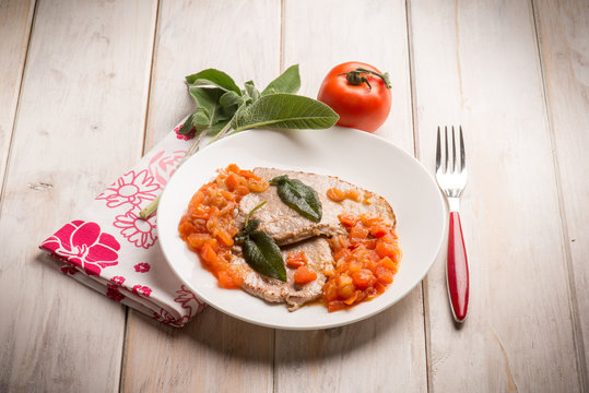 escalope with tomatoes and sage