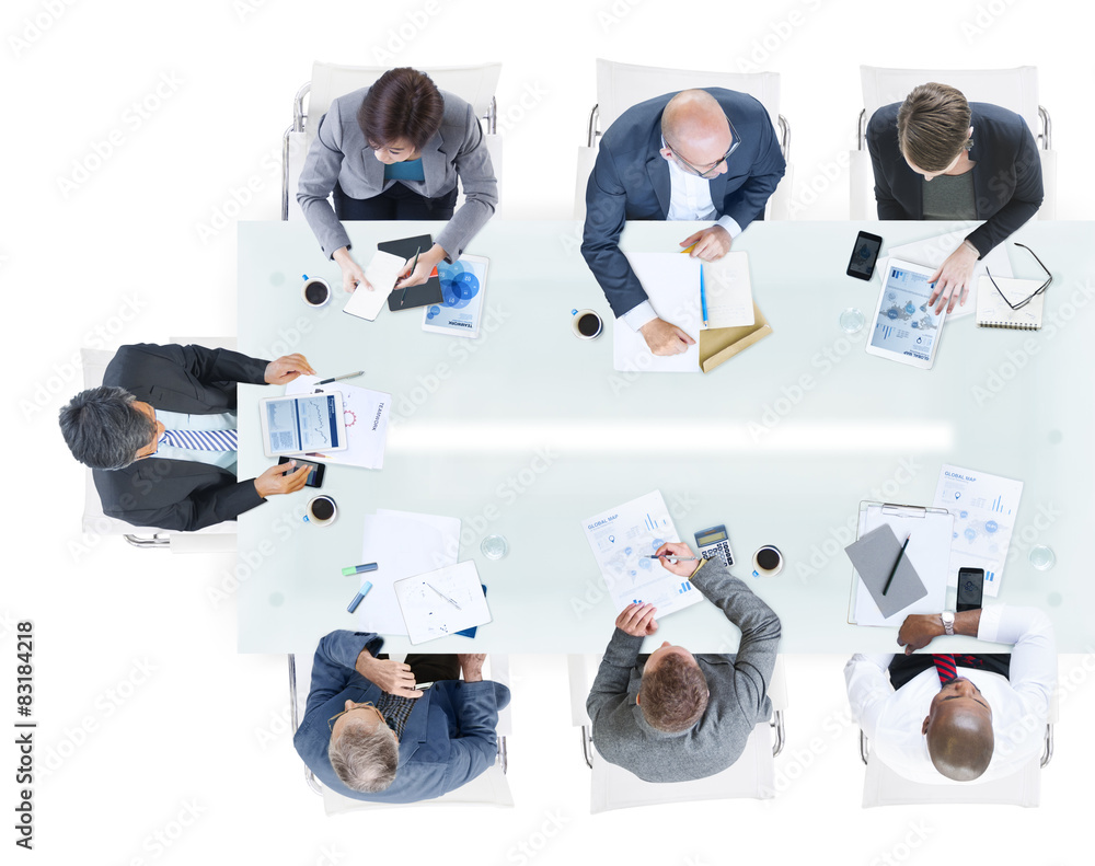 Wall mural Aerial View Business People Working Sharing Discussion Teamwork - Wall murals