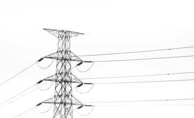 Electricity pole hight voltage in white background,die cut