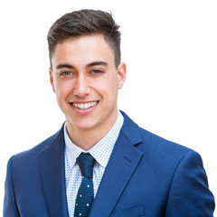 Portrait of handsome young businessman isolated.