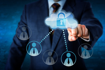 Executive Touching Locked Cloud Linked To Peers
