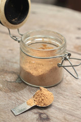 Brown sugar in a glass jar