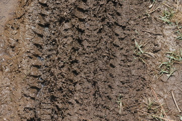 Tire footprint on the ground