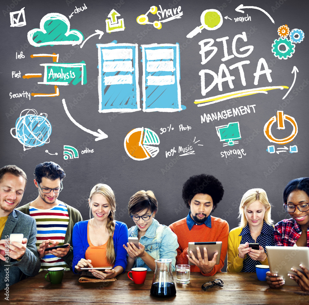 Poster big data storage online technology database concept