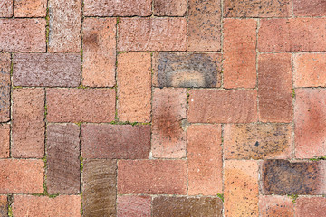 Old paving stone floor with small amount of greens