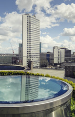 Rooftop of high-rise building in Birmingham, England