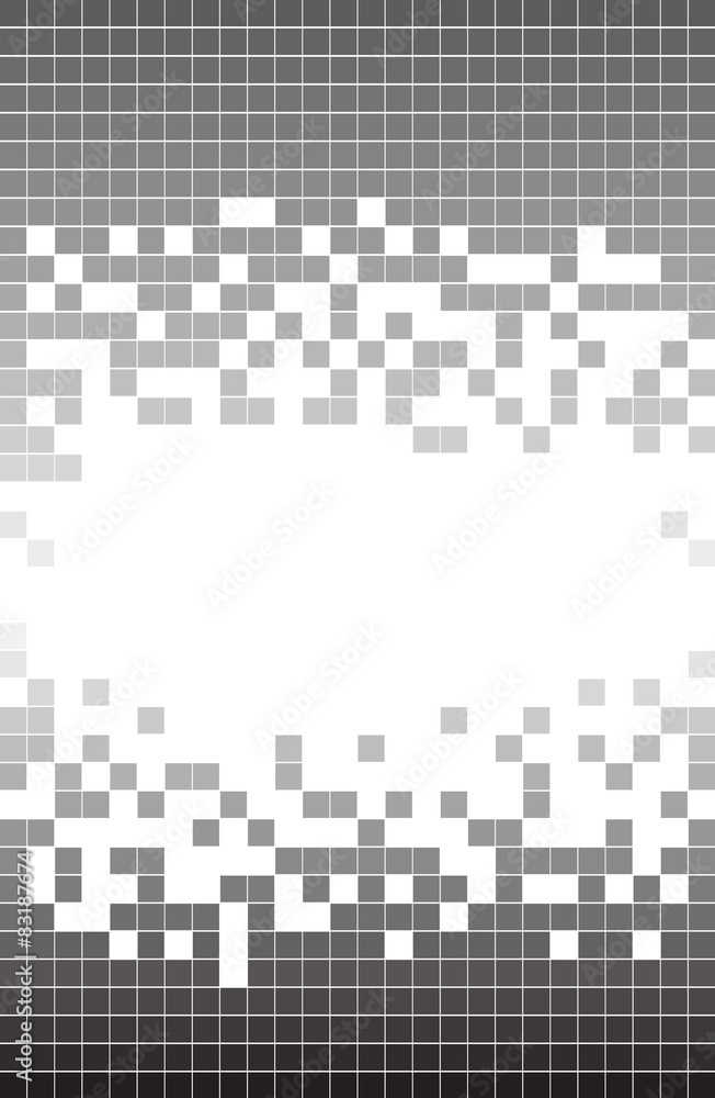 Poster black gray square pattern. pixel mosaic dots background with