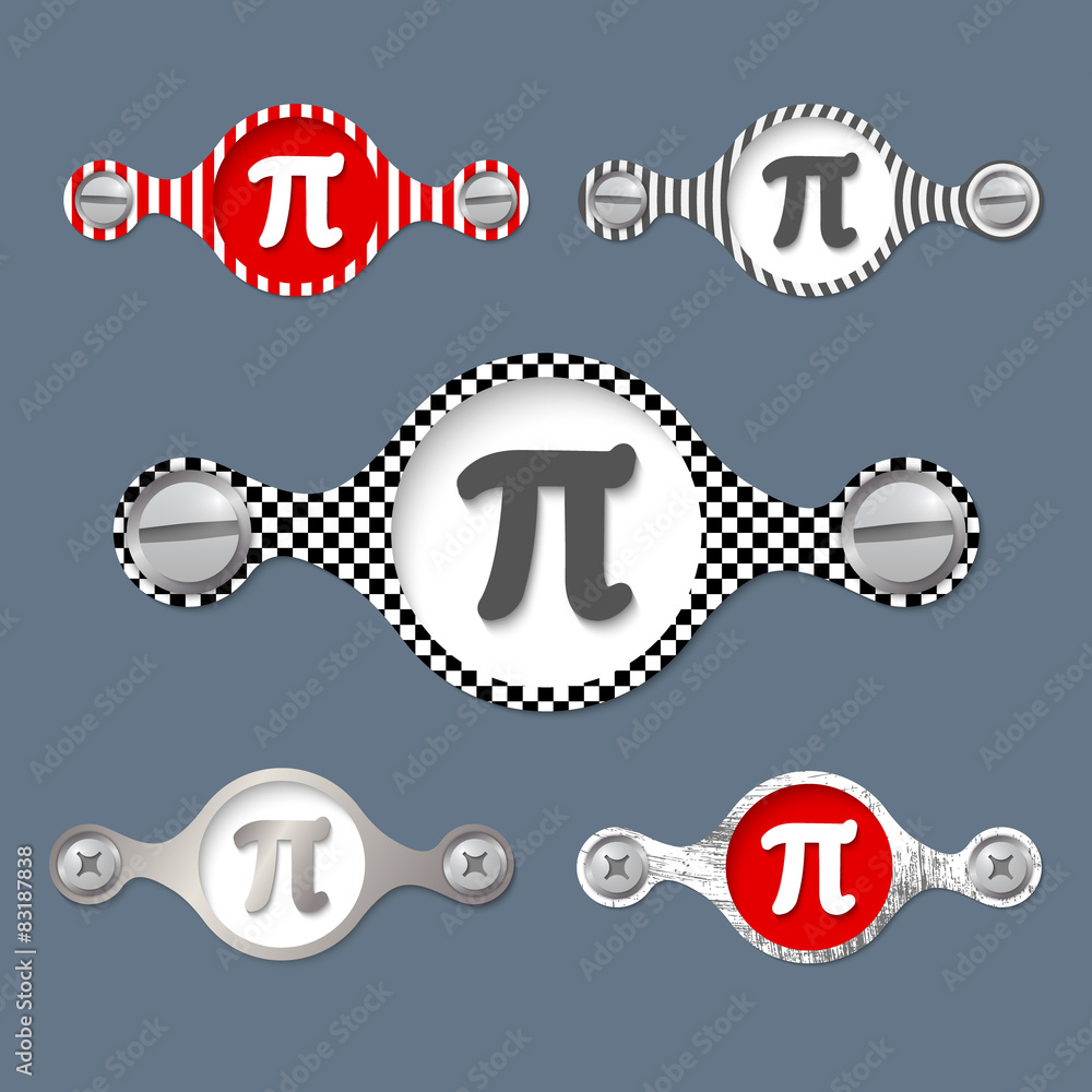 Aufkleber five abstract objects with pattern and pi symbol
