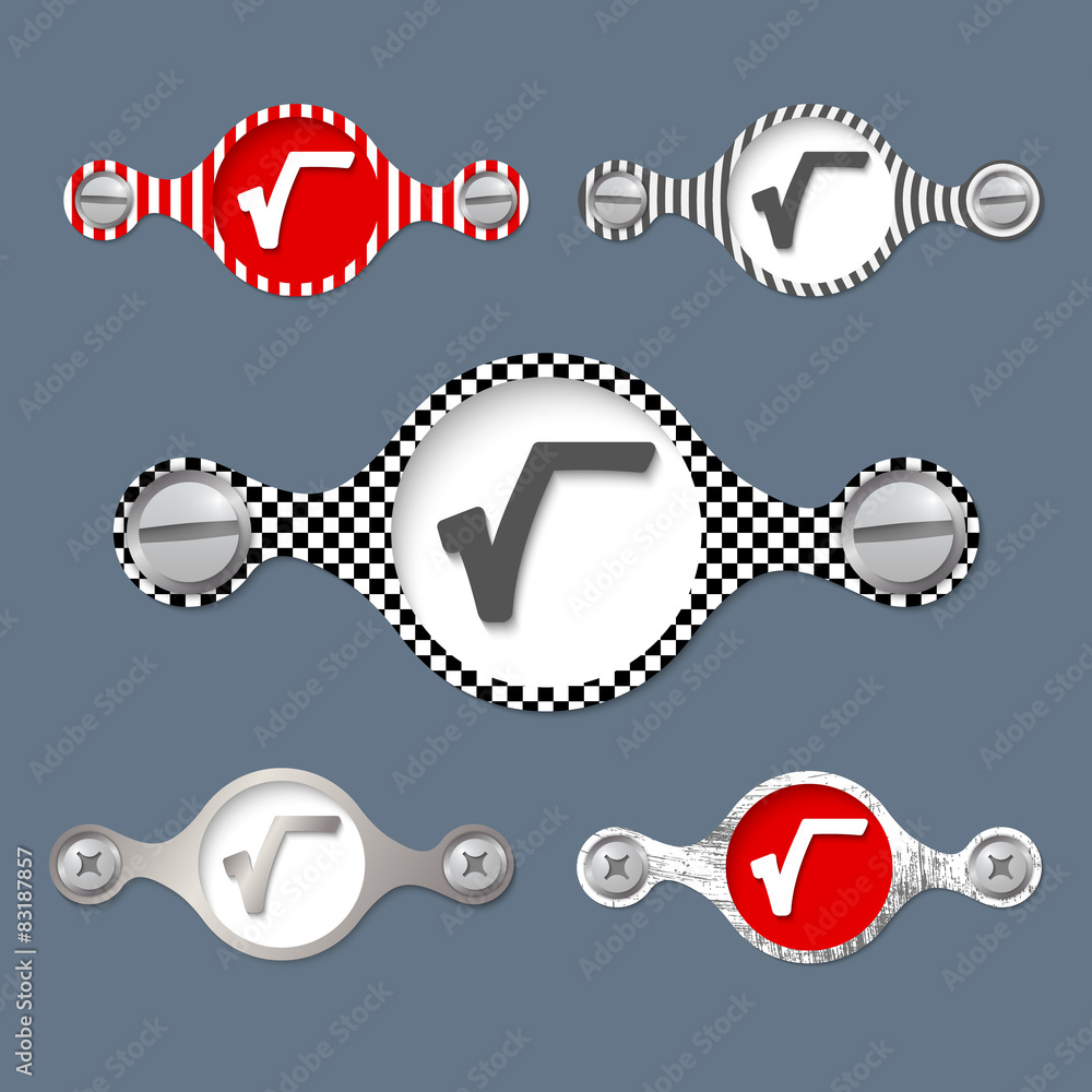 Poster five abstract objects with pattern and radix symbol