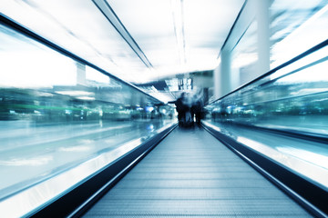 fast motion of escalator