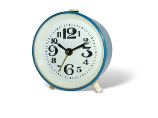 old style alarm clock isolated over white