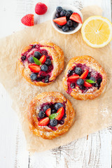 Tasty buns with berries