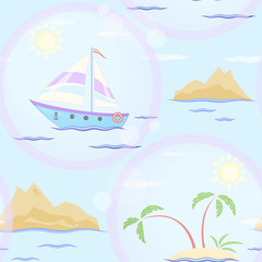 Fototapeta premium sailboat and islands seamless texture