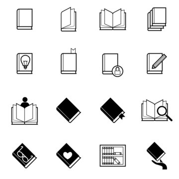 book and reading icons set vector illustration