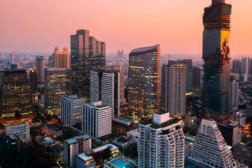 Naklejka premium Day to night bangkok city downtown