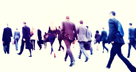 Business People Commuter Walking Rush Hour Corporate Concept