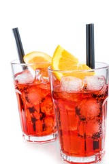 glasses of spritz aperitif aperol cocktail with orange