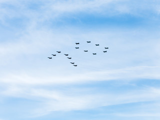 low-flying fighters and attack aircrafts in sky
