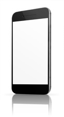 Realistic mobile phone with blank screen.