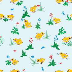 Baby birds seamless pattern background