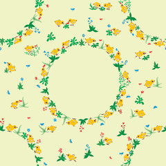 Baby birds seamless pattern background