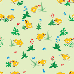 Baby birds seamless pattern background