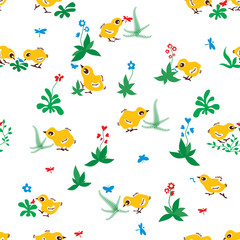 Baby birds seamless pattern background