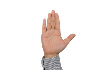 businessman's hand showing five fingers