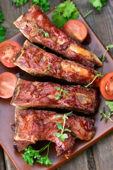 Pork ribs on plate