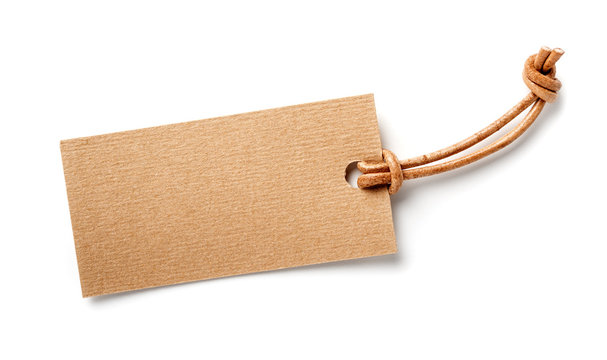 paper label with leather cord