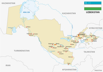 uzbekistan map with flag