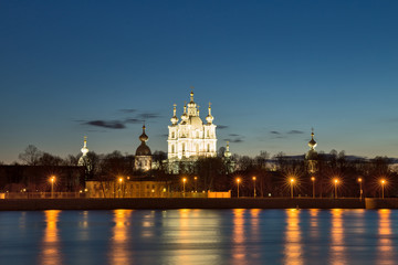 Fototapeta na wymiar Smolny Cathedral at the summer night