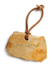 beige stone tag with leather cord