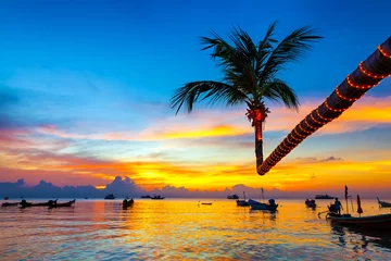Foto op Plexiglas Beautiful sunset on the beach, Koh Tao, Thailand © preto_perola