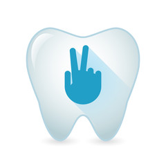 Tooth icon with a victory hand