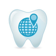 Tooth icon with a world globe