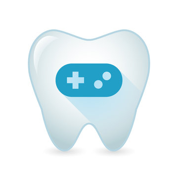 Tooth icon with a game pad