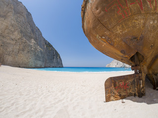 Fototapeta na wymiar The famous Navagio Shipwreck beach in Zakynthos island