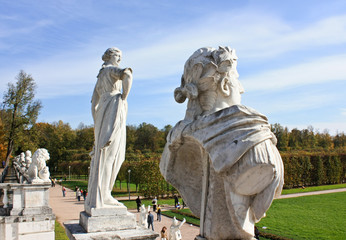 White ancient statues in the park